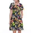 thumbnail image 1 of Easygdp Butterfly Wild Insect para Vestido Transpirable de Mujer, Vestido Suelto de Manga Corta con Pliegues y Bolsillos para el Verano, 1 of 6