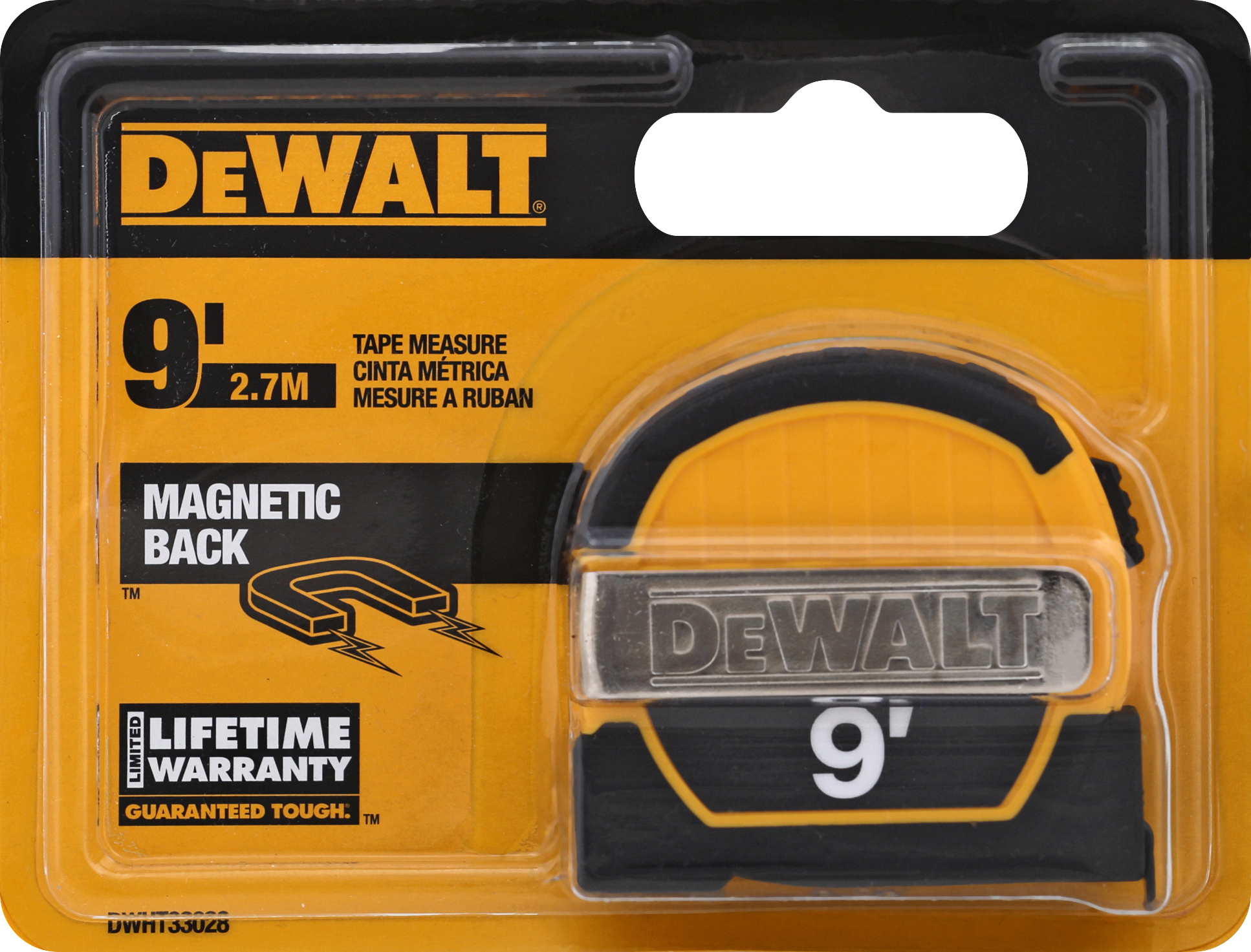 Dewalt DWHT33028M 9ft. and Black Measure, Tape Pocket Magnetic Yellow, 