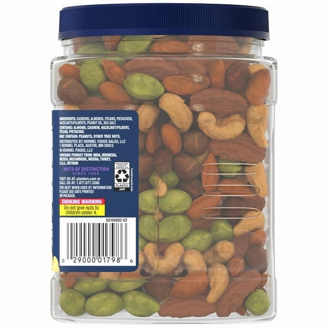 PLANTERS Deluxe Salted Mixed Nuts, Party Snacks, Plant-Based Protein, 34 oz Plastic Jar (Pack of 2)