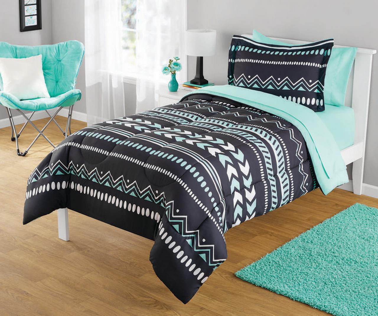 Your Zone Mint Grey Tribal Comforter Set Walmart Com Walmart Com