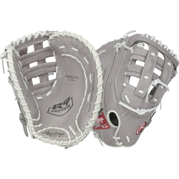Rawlings | Guante de softbol de lanzamiento rápido serie R9 | Guante de primera base | Modificado Pro H-Web | Gris | 12,5' | RHT