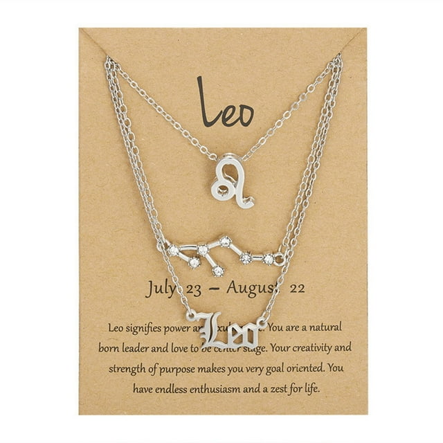 Twelve Constellations Gold Clavicle Necklace Set with Paper Card for Women Friendship Pendant