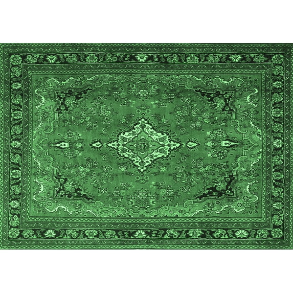 Ahgly Company Indoor Rectangle Persian Emerald Green Traditional Area Rugs, 8' x 12'