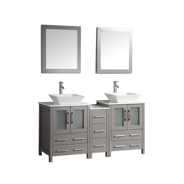 Vanity Art 60 Inch Double Sink Bathroom, White Bathroom Vanity Top Double Sink