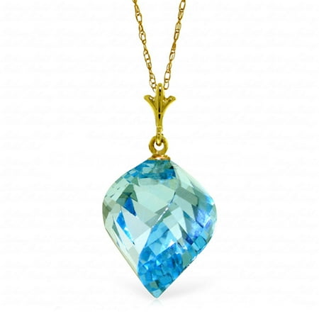 ALARRI 13.9 Carat 14K Solid Gold Necklace Twisted Briolette Blue Topaz with 20 Inch Chain Length.