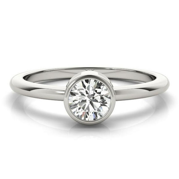 1.00 Ct Stunning Round Real Natural Moissanite Engagement Rings for Women Fine 18K White Gold