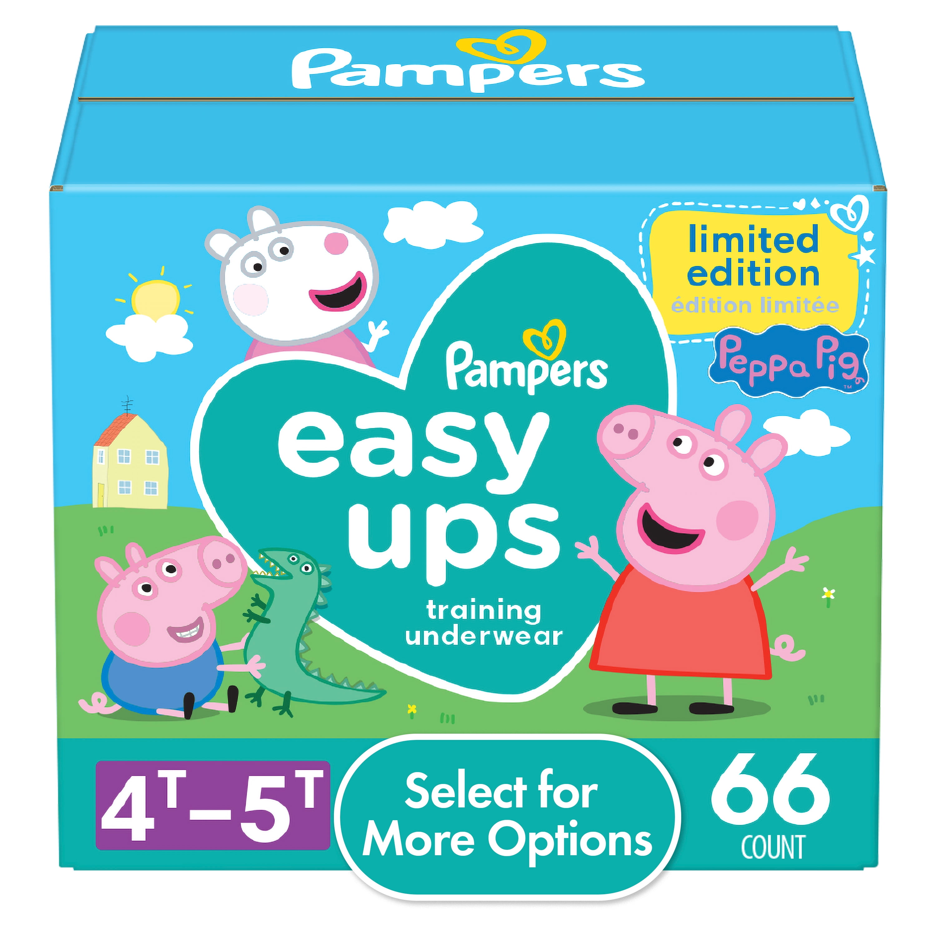 Pampers Easy Ups Girls Training Pants Peppa Pig Size 4T5T, 66 Count