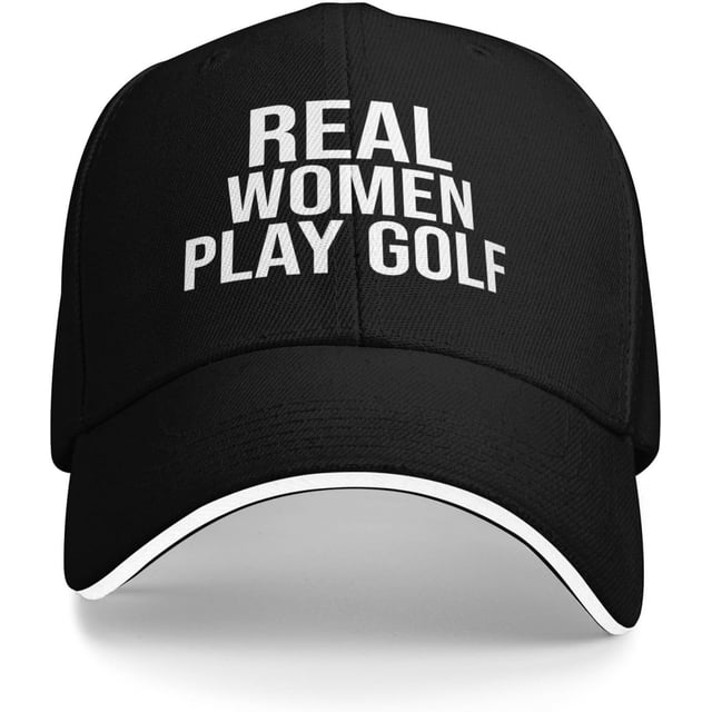 Real Women Play Golf Unisex Vintage Washed Baseball Cap Adjustable Dad Hat Black