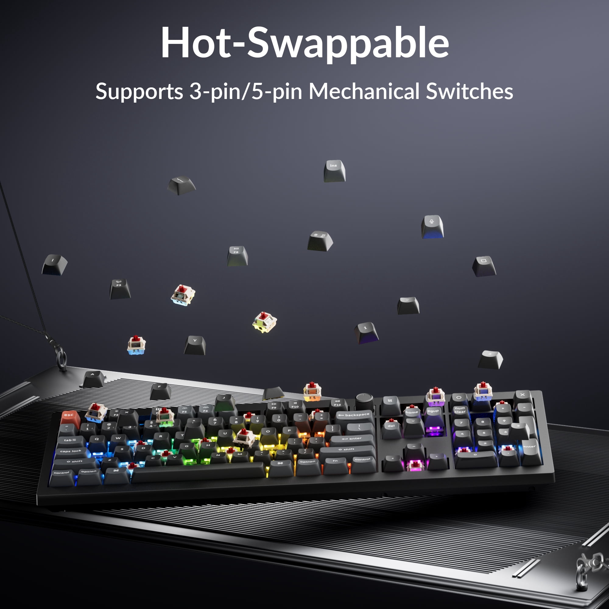 Keychron V6 Ultra 8K Full Size Wireless Mechanical Keyboard, 8000Hz, Hot-Swappable Red Switch, RGB Backlight, PBT Keycaps, 2.4GHz/Bluetooth/Wired, QMK/VIA, for Windows macOS Linux– Black