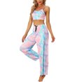 thumbnail image 2 of INSPIRE CHIC Women's 3 Pcs Pajamas Cami Shorts Long Pants Sleepwear Loungewear Pajama Sets M Pink, 2 of 5