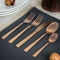 thumbnail image 5 of MegaChef Cravat 20 Piece Flatware Utensil Set, Stainless Steel Silverware Metal Service for 4 in Matte Rose, 5 of 5