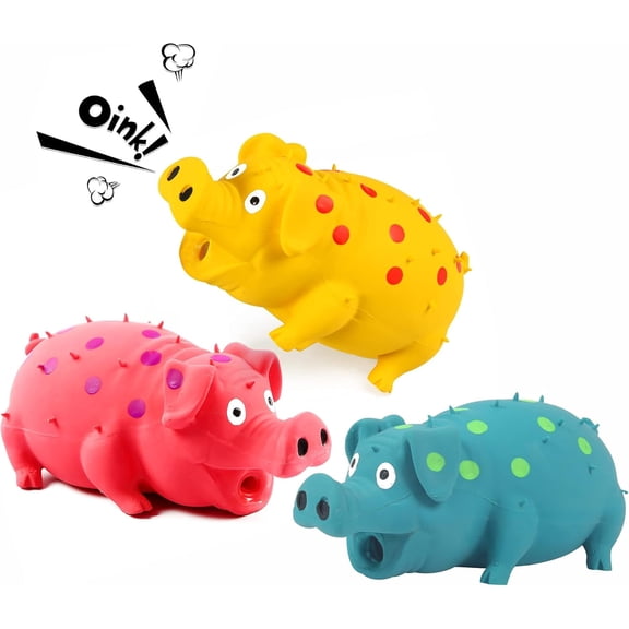 Squeaky Pig Dog Toy Set - 3-Pack Durable Rubber Chew Toys with Oinking Sounds for Small, Medium & Large Dogs