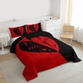 thumbnail image 3 of Manfei Teens Adults Love Heart Print Bedding Comforter Set 2pcs,Romantic Valentine's Day Twin Comforter Sets Microfiber,Black Red Breathable Bedding Set,Super Cozy Room Decor,Reversible, 3 of 8
