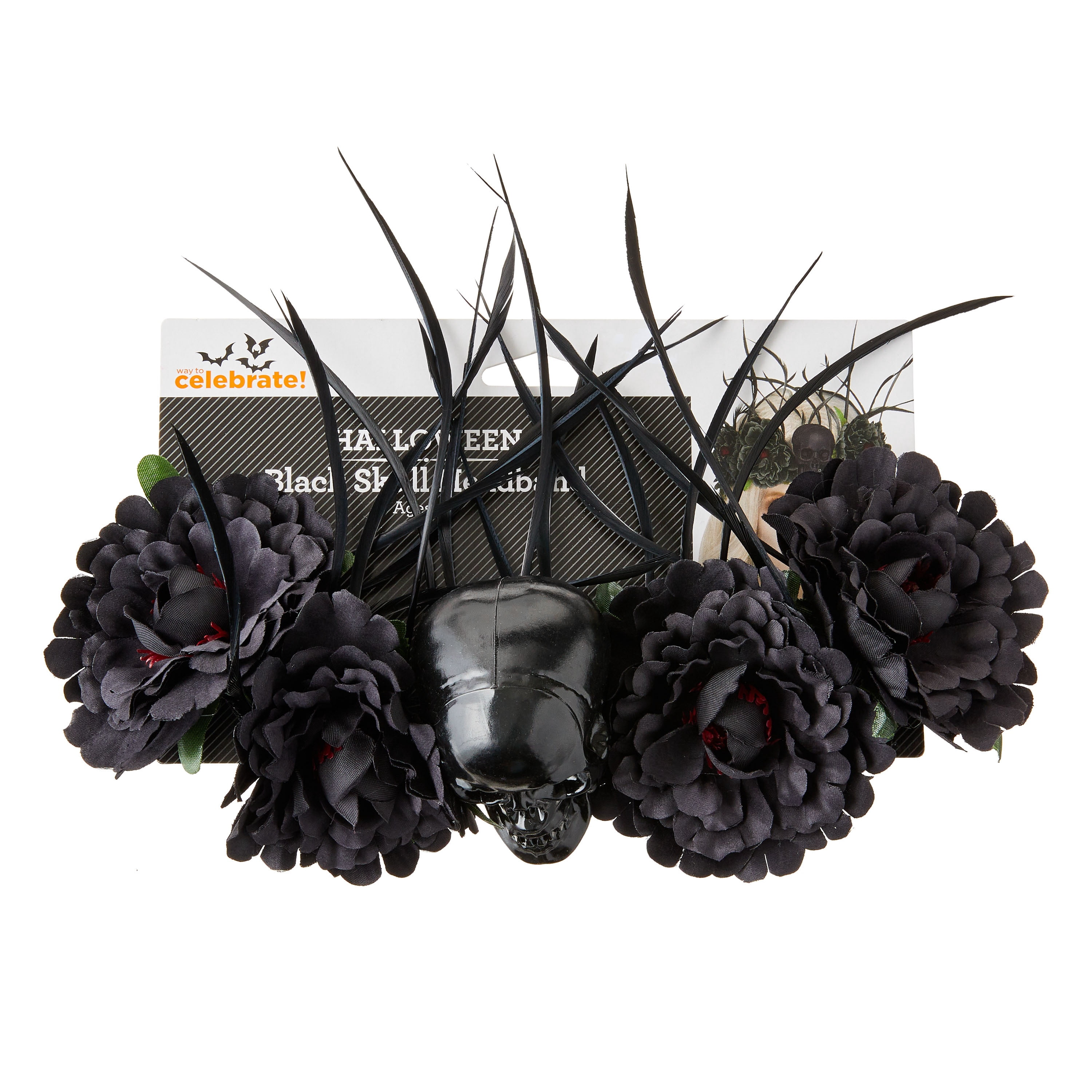 Skull Headband Costume Accessory for Adults, Black, Halloween by Way To Celebrate