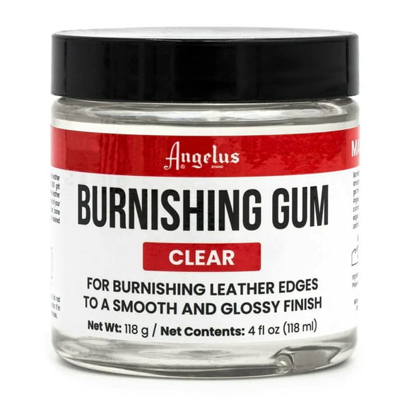 Angelus Burnishing Gum Leather Edge Finish Clear | Turns Leather Edges to Smooth & Glossy | 4oz (118mL)