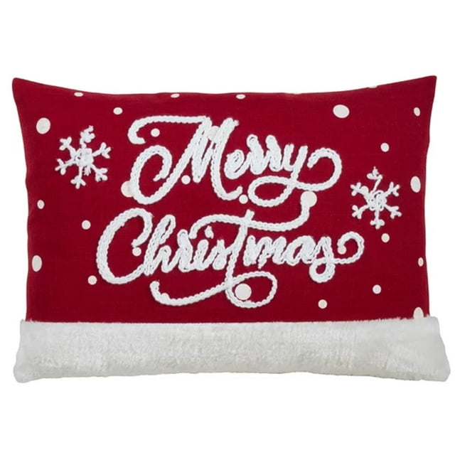 Fennco Styles Embroidered Merry Christmas Snowflake Pillow