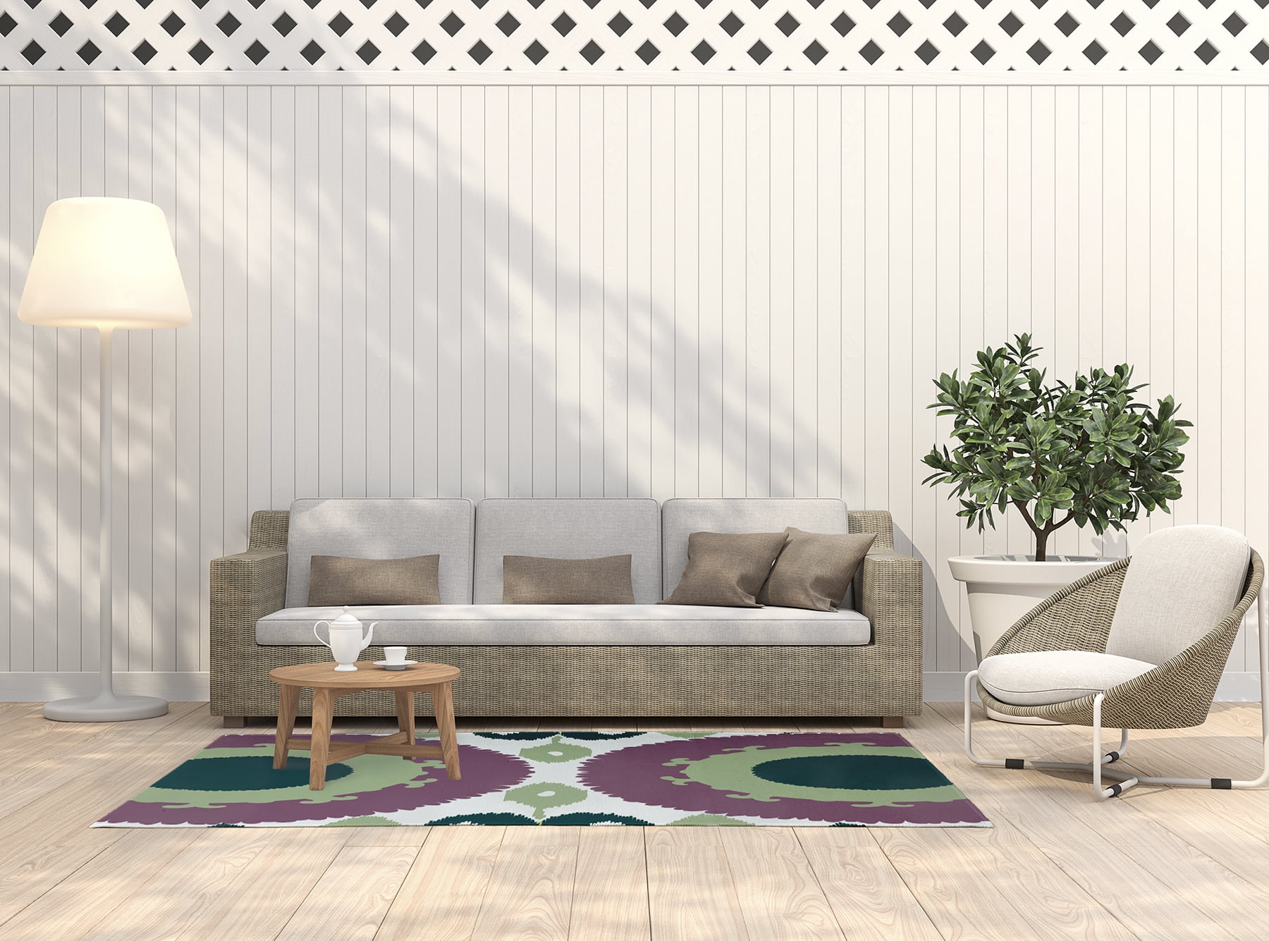 Simply Daisy 5' x 7' Green Boho Chenille Indoor/Outdoor Rug