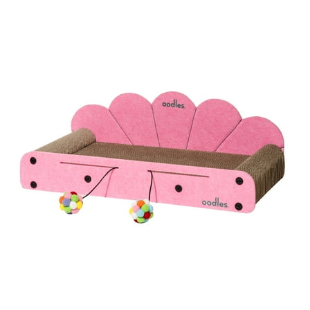 Oodles Durable Corrugated Cardboard Pink Bed Cat Scratching Pad, O/S