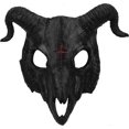 thumbnail image 1 of Máscara de Halloween, media cara, aterradora, animal, máscara de demonio, cuerno de oveja, fantasma, diablo, mueca, Pascua, horror, sombrero, festival, cosplay, fiesta, disfraz, accesorio para adultos, 1 of 5