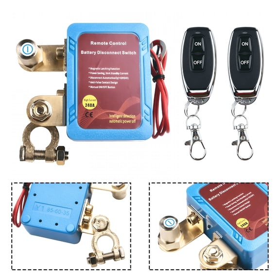 GJX Remote Battery Disconnect Switch 12v, 240A, Upgrade Smart Voltage Kill Switch, Car Kill Switch Anti-Theft, Prevent Battery Drain, Remote Battery Kill Switch for Car, Truck, RV