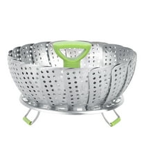Foldable Mesh Steamer Basket with Removable Handle, Stainless Steel Vegetable & Fruit Colander