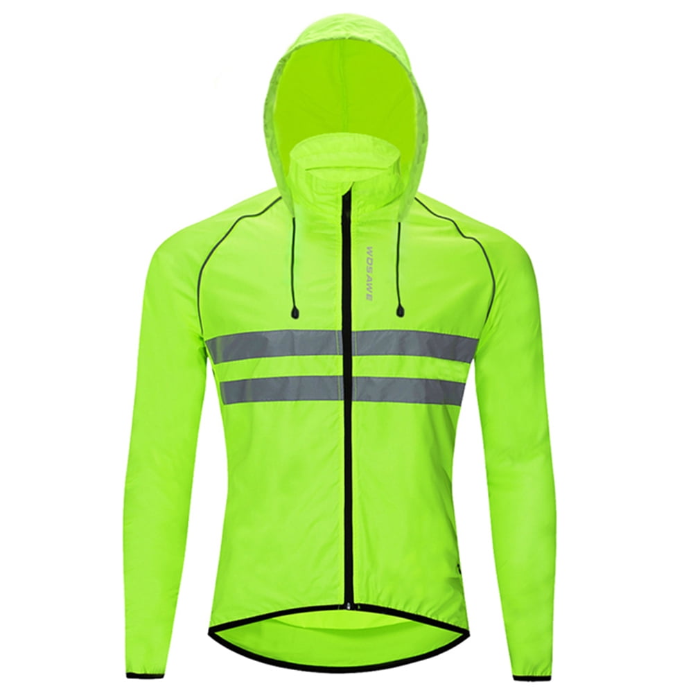 Cycling Hoodie Jacket Reflective Windproof Vest Bike Riding Sports Mens Green