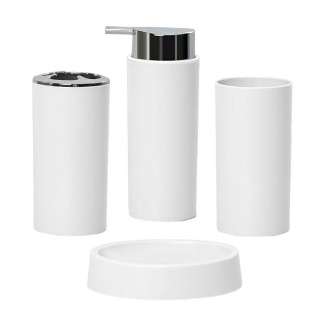 4 Pieces Bathroom Accessories Set for Countertop Bathroom Toilet , White