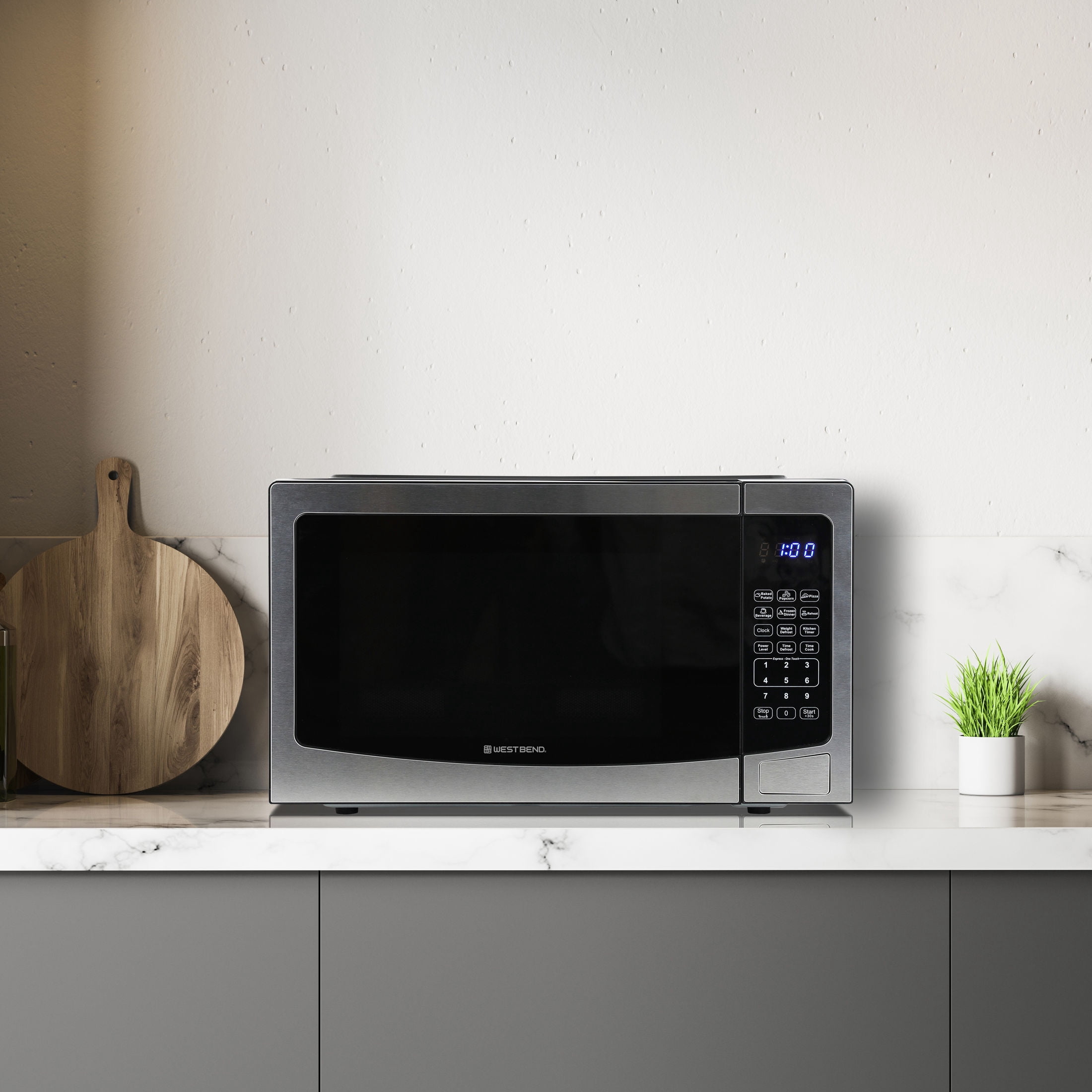 West Bend Microwave Oven, 1.1 cu. ft. Capacity, in Stainless Steel (WBMW110S)