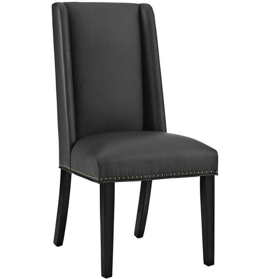 Modway Baron 20.5" Solid Rubberwood and Vegan Leather Dining Chair in Black