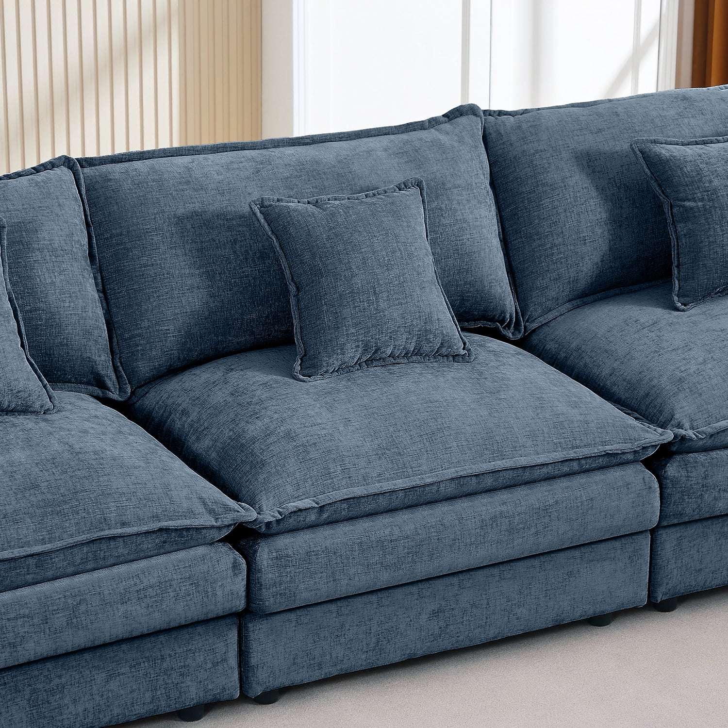 MOONMISS Modular L Shaped Sectional Sofa with Ottoman Chenille 3 Seat Comfy Cloud Couches