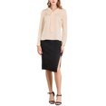 thumbnail image 2 of INSPIRE CHIC Women's Office Tie V Neck Long Sleeve Elegant Blouse Shirt L Apricot, 2 of 7