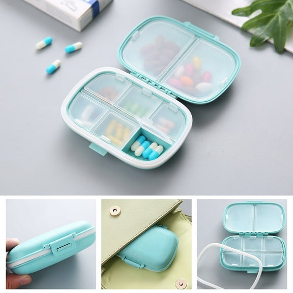 Tyidzon Portable Travel Pill Organizer, Sealed Independently Divided 8 Compartment Pill Case for Medicine Supplements Fish Oil Pills Box