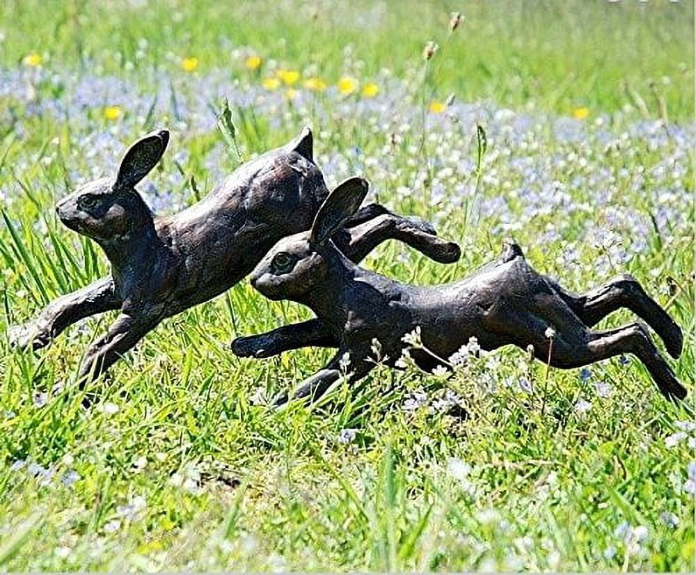 Running Rabbit Antique Bronze Metal Garden Sculpture