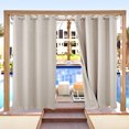 thumbnail image 2 of SHANNA Outdoor Curtains, Waterproof Windproof UV Protection Blackout Curtains with Eyelets, 3D Textured Pattern for Garden, Pergola, Balcony, Creamy Beige, 52 X 94 inch, 2 of 11