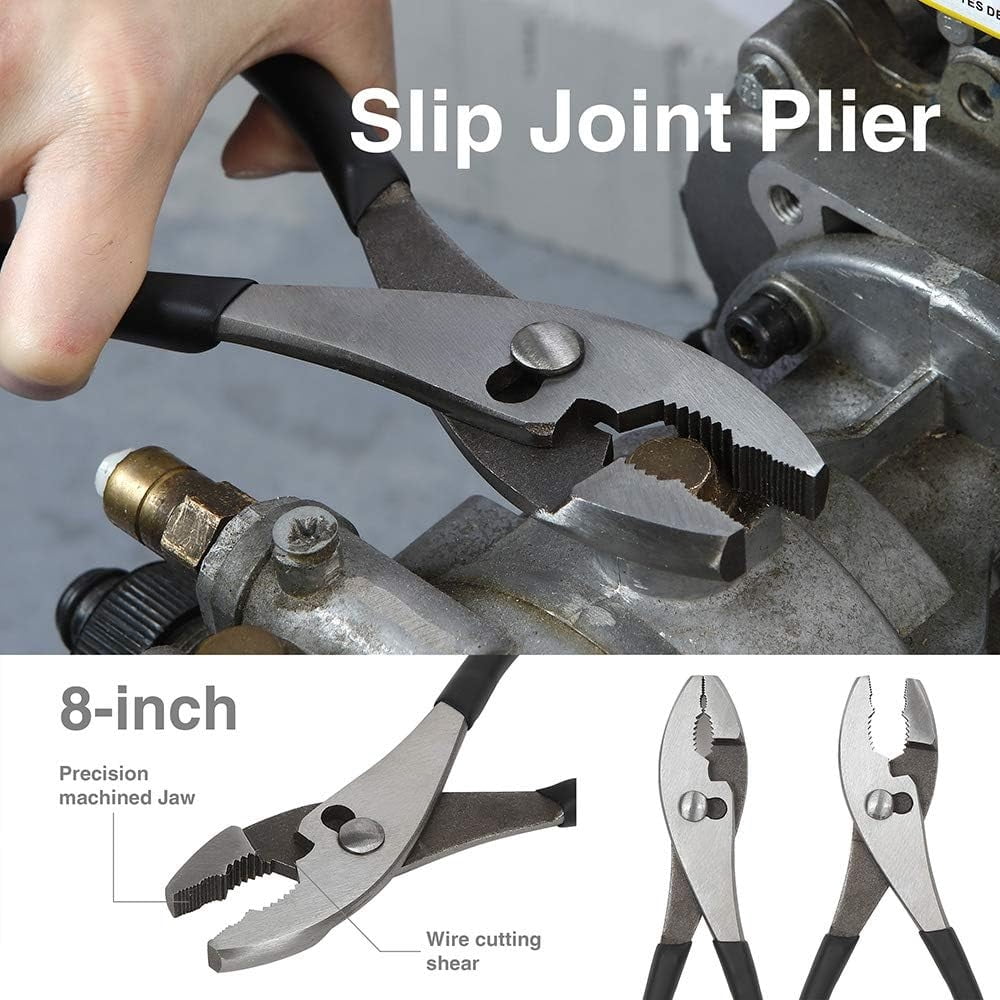 Pliers Set, Hand Tools for Precision, Cutting Wire Cutter with Needle Nose and Diagonal, Quality Tool Set for Home Maintenance, Set of 4, Black and Silver