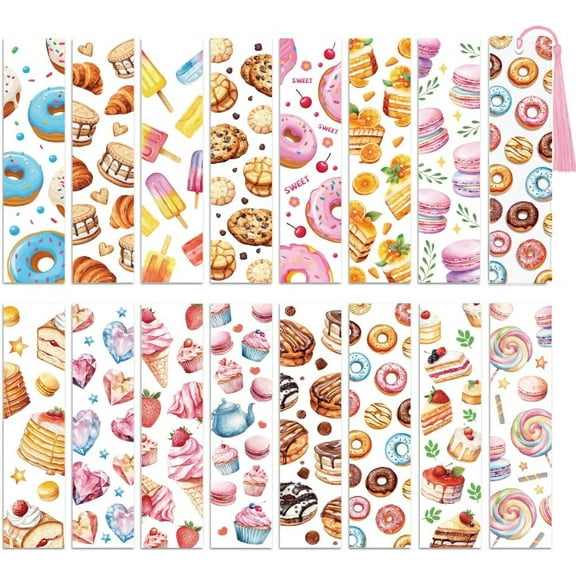 30pcs UV DTF Bookmarks Wraps Transfer Stickers Dessert for Women Men Reading Waterproof Bookmarkers Decal(No Blank Bookmarks) for Acrylic Plastic Metal Blank Bookmark