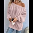 thumbnail image 4 of Suéteres de Otoño para Mujer, Hombros Descubiertos, Mangas Murciélago, Tops de Punto Texturizados, Suéter Extragrande de un Solo Hombro. Rosa XL, 4 of 8