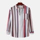 thumbnail image 2 of Top de camisa a rayas de manga larga con cuello levantado y bolsillo lateral único para otoño e invierno para hombre Pompotops  oipoqjl53327, 2 of 9