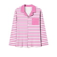 thumbnail image 2 of Tnhcen Women's Stripe Print Pajama Sets Button Down Long Sleeve Pants Sleepwear Set Comfort Nightwear Homewear Sets S-2XL, 2 of 4
