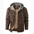 thumbnail image 1 of LOVZFMLL Jackets for Men's Button Opening And Closing Fleecing Plaid Coat Long Sleeve Hooded Jacket, 1 of 9