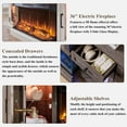 thumbnail image 7 of T4TREAM Farmhouse 70" Fireplace Electric TV Stand for TVs up to 80", Highboy Media Console with 36" 3-Sided Glass Fireplace & LED Lights, Entertainment Center for Bedroom/Living Room, Gray, 7 of 7