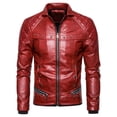thumbnail image 2 of Kiplyki Clothes Men's Leather Vintage Steam Pocket Zipper Collar Punk Coat, 2 of 6