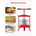 thumbnail image 6 of Manual Fruit Wine Press for Wine Making, 2.38 Gal/9L Stainless Steel Juice Extractor with Cast Iron Crossbeam, Large Capacity, T-Handle Spiral Press, Removable Basket, Ideal for Home, Farm, or Winery, 6 of 11