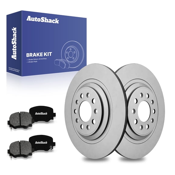 AutoShack 12.6" (320 mm) Rear Solid Brake Rotors Coated   Premium Ceramic Brake Pads | Replacement for 2014-2023 Jeep Cherokee | 6-PC Brake Kit | ArmorStop