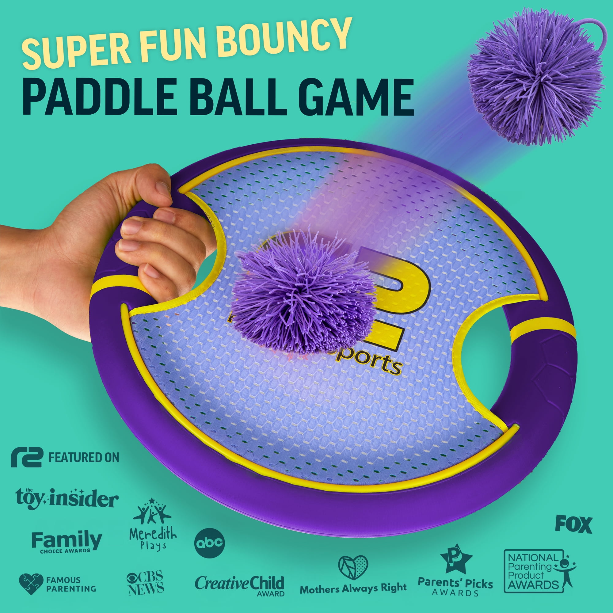 Bouncy Paddle & Stringy Ball Game - Pink & Purple - Refresh Sports