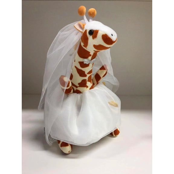 1pcs Giraffe Doll Pillow Plush Stuffed White Cute Toy Pillow, Room Decor，Christmas Birthday Gifts Stuffed Decor，9.85 inch-Bridal Style