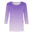 thumbnail image 5 of Htigea 3/4 Sleeve Shirts for Women Loose Fit Crewneck Dressy Casual Tops Lightweight Solid Color Comfy Cute T Shirts Purple,XL, 5 of 5