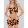 thumbnail image 2 of JYYYBF Women's Halloween Pajamas Set Pumpkin Print Cami Tops with Elastic Waist Shorts Loungewear, 2 of 9