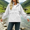 thumbnail image 5 of Women Half Zip Hooded Anorak Windbreaker Pullover Jacket with Pockets Casual Lightweight Windproof Outdoor Coat White, 5 of 9