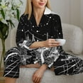 thumbnail image 6 of Yiaed Futuristic Moonlit Cityscape Print Pajamas Women's Long Sleeve Sleepwear Soft Button Down Loungewear Pjs Lounge Set Nightwear Womens Pajama Pants-XX-Large, 6 of 7
